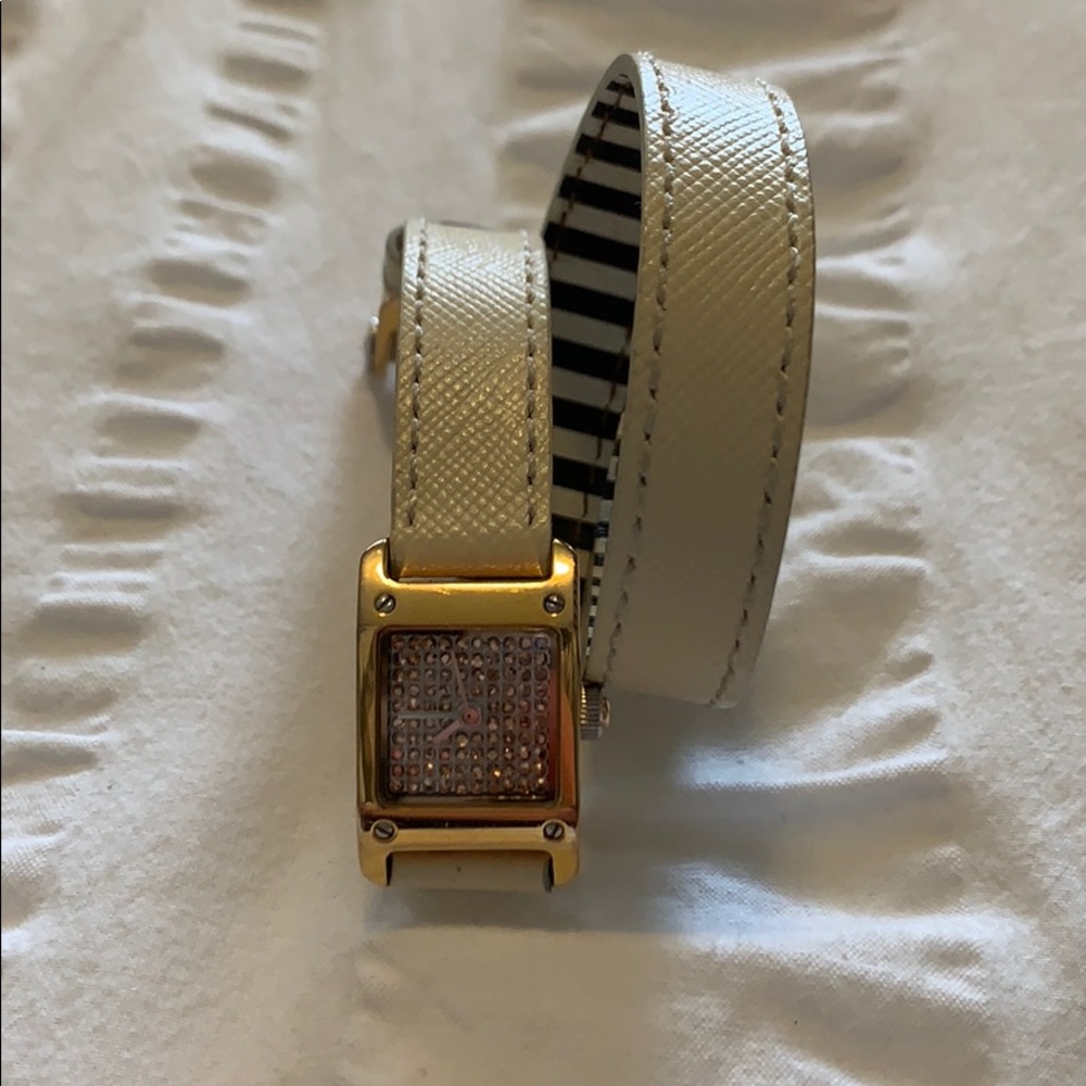 Henri Bendel Cream and Gold Wrap Watch